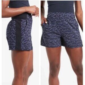 #1203 Athleta NWT Brooklyn Printed High Rise Shorts Size 22 Navy Blue Black